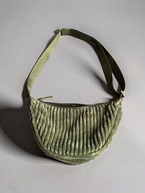 Army Green Corduroy Crossbody Bag Adjustable Strap Slouchy
